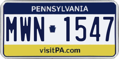 PA license plate MWN1547