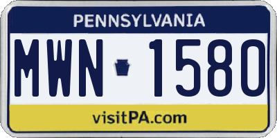 PA license plate MWN1580
