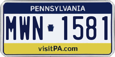 PA license plate MWN1581