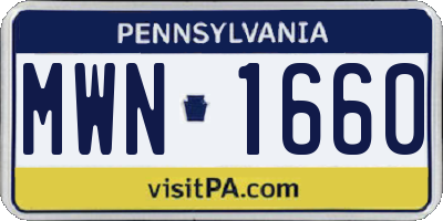 PA license plate MWN1660