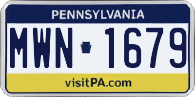PA license plate MWN1679
