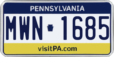 PA license plate MWN1685