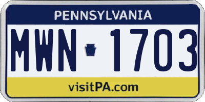 PA license plate MWN1703