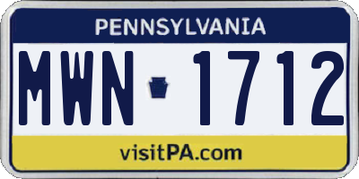 PA license plate MWN1712