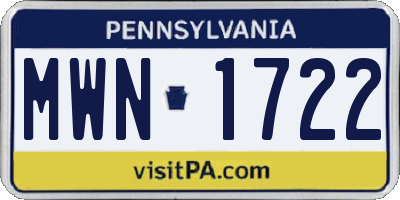 PA license plate MWN1722