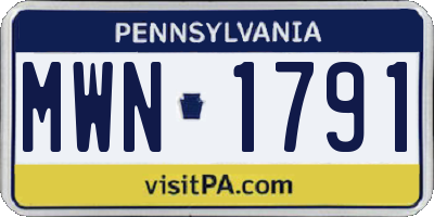 PA license plate MWN1791