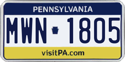 PA license plate MWN1805