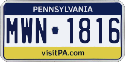 PA license plate MWN1816