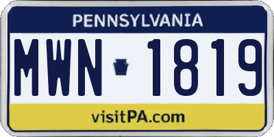 PA license plate MWN1819