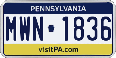 PA license plate MWN1836