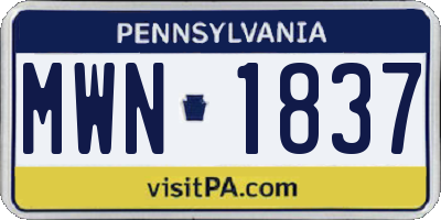 PA license plate MWN1837