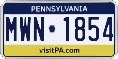PA license plate MWN1854