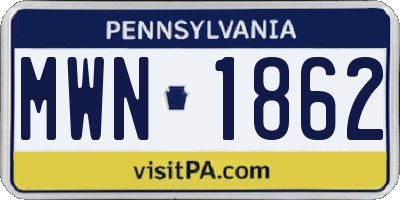 PA license plate MWN1862