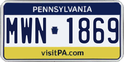 PA license plate MWN1869