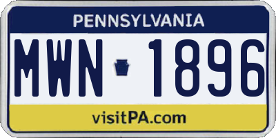 PA license plate MWN1896