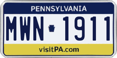 PA license plate MWN1911