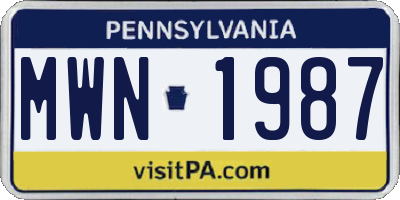PA license plate MWN1987