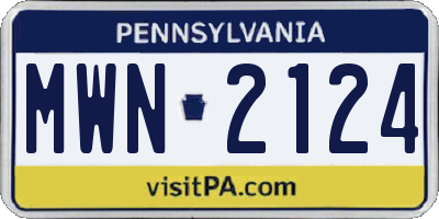 PA license plate MWN2124