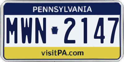 PA license plate MWN2147