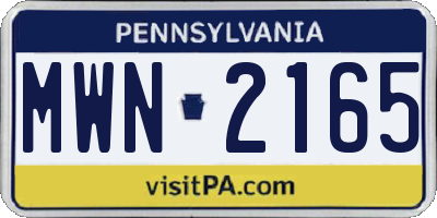 PA license plate MWN2165
