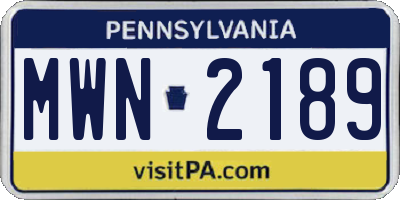 PA license plate MWN2189