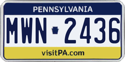 PA license plate MWN2436