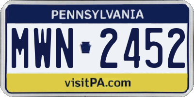 PA license plate MWN2452