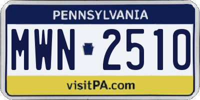 PA license plate MWN2510