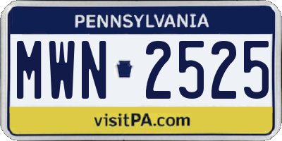 PA license plate MWN2525