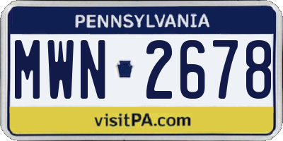 PA license plate MWN2678