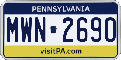 PA license plate MWN2690