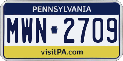 PA license plate MWN2709