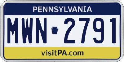 PA license plate MWN2791