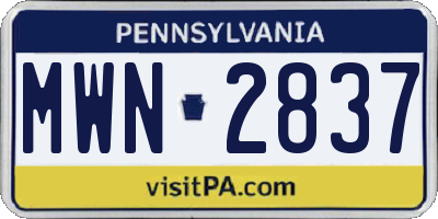 PA license plate MWN2837
