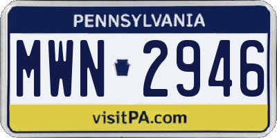 PA license plate MWN2946