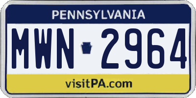 PA license plate MWN2964