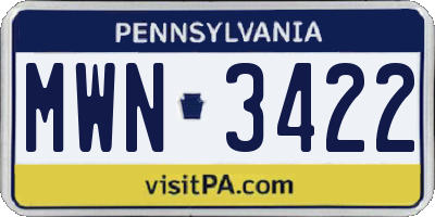 PA license plate MWN3422