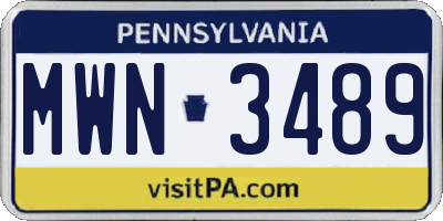 PA license plate MWN3489