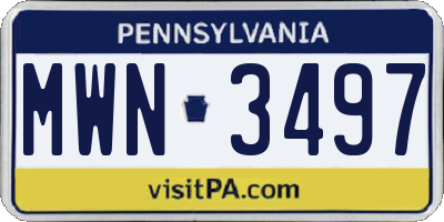 PA license plate MWN3497