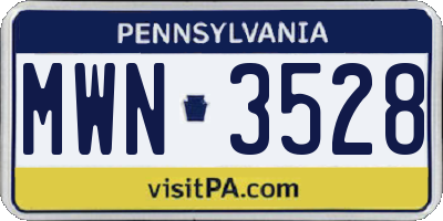 PA license plate MWN3528