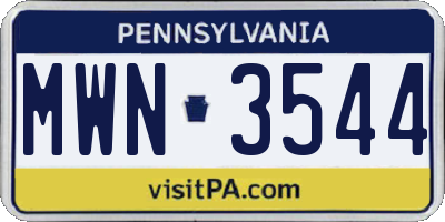PA license plate MWN3544