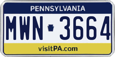PA license plate MWN3664