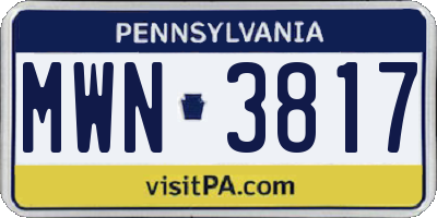 PA license plate MWN3817