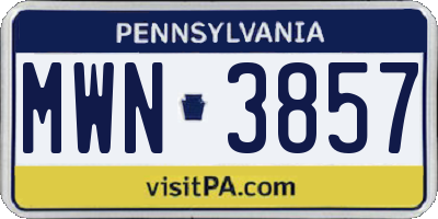 PA license plate MWN3857