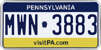 PA license plate MWN3883