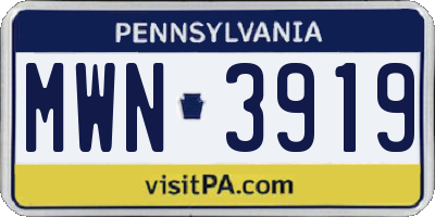 PA license plate MWN3919