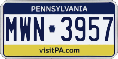 PA license plate MWN3957