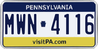 PA license plate MWN4116