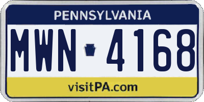 PA license plate MWN4168