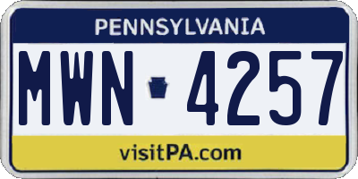 PA license plate MWN4257